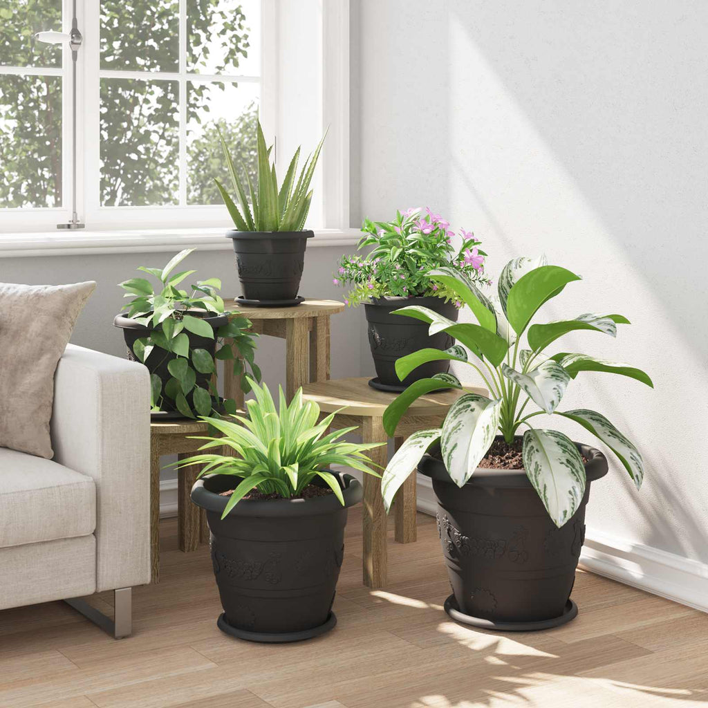 Vasi per Piante 6 pcs Nero Ø 34 x 28 cm Plastica