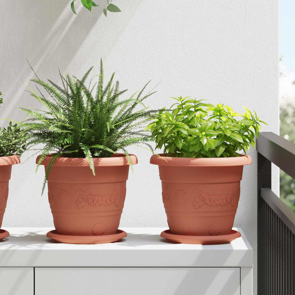 Vasi per Piante 24 pcs Rosso Mattone Ø 22 x 18 cm Plastica