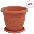Vasi per Piante 24 pcs Rosso Mattone Ø 22 x 18 cm Plastica