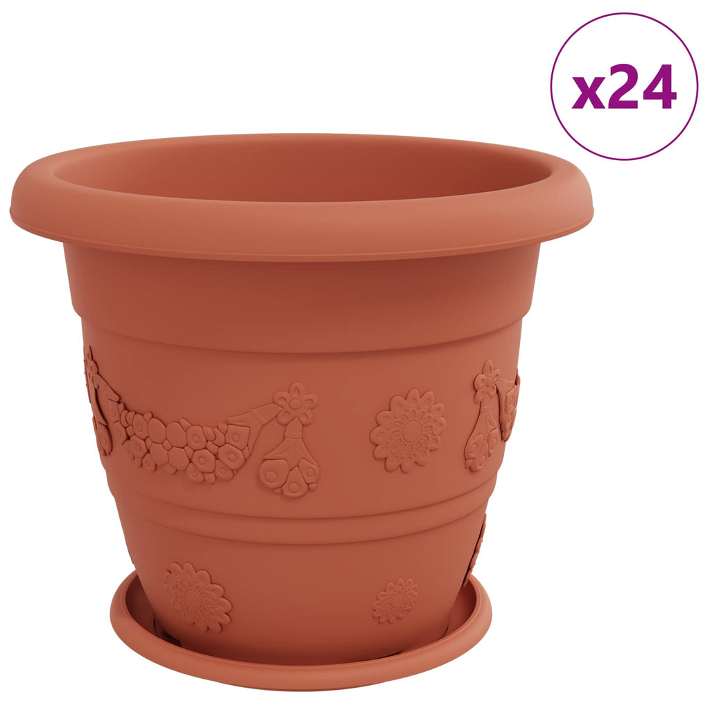 Vasi per Piante 24 pcs Rosso Mattone Ø 39 x 32 cm Plastica