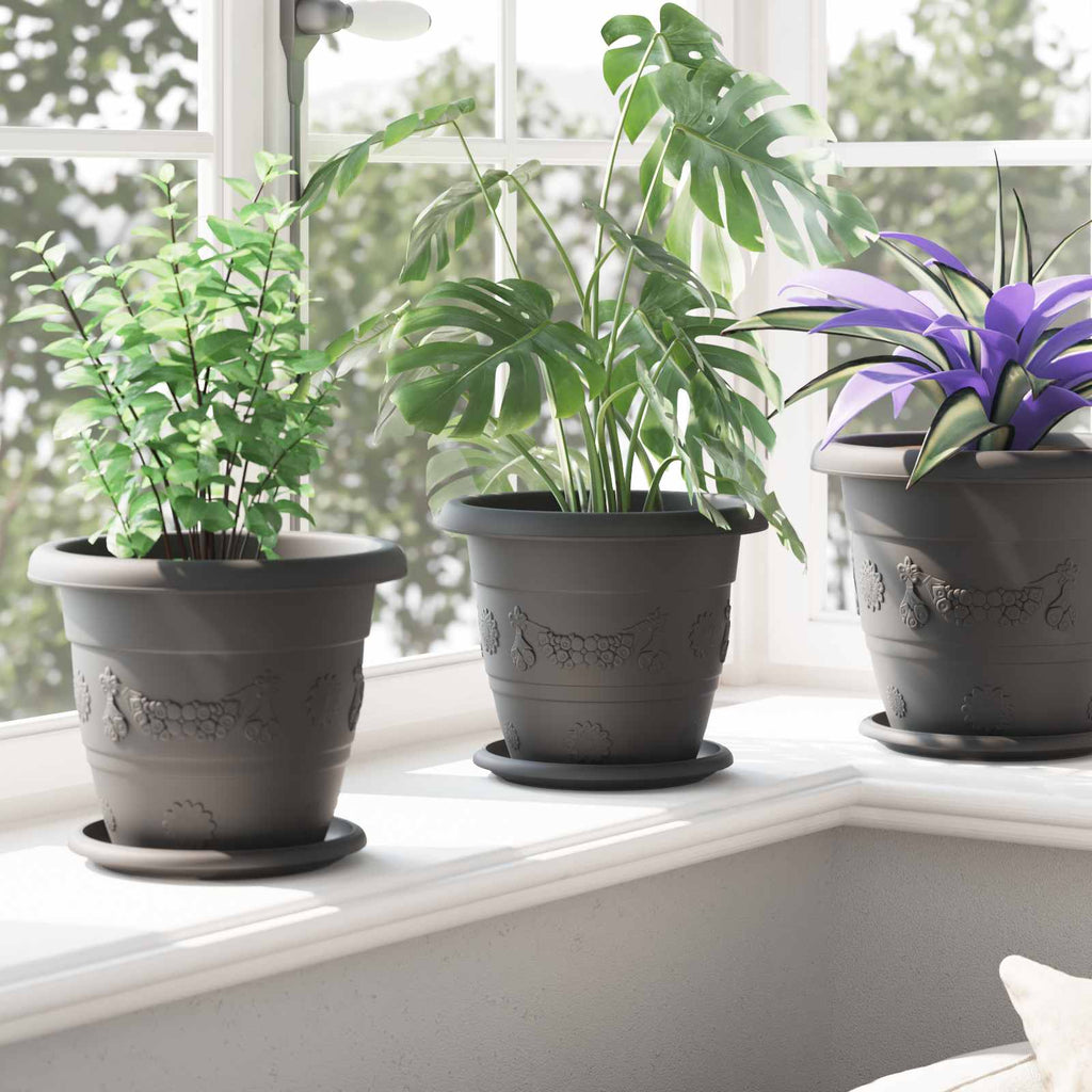 Vasi per Piante 24 pcs Nero Ø 22 x 18 cm Plastica