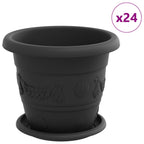 Vasi per Piante 24 pcs Nero Ø 22 x 18 cm Plastica