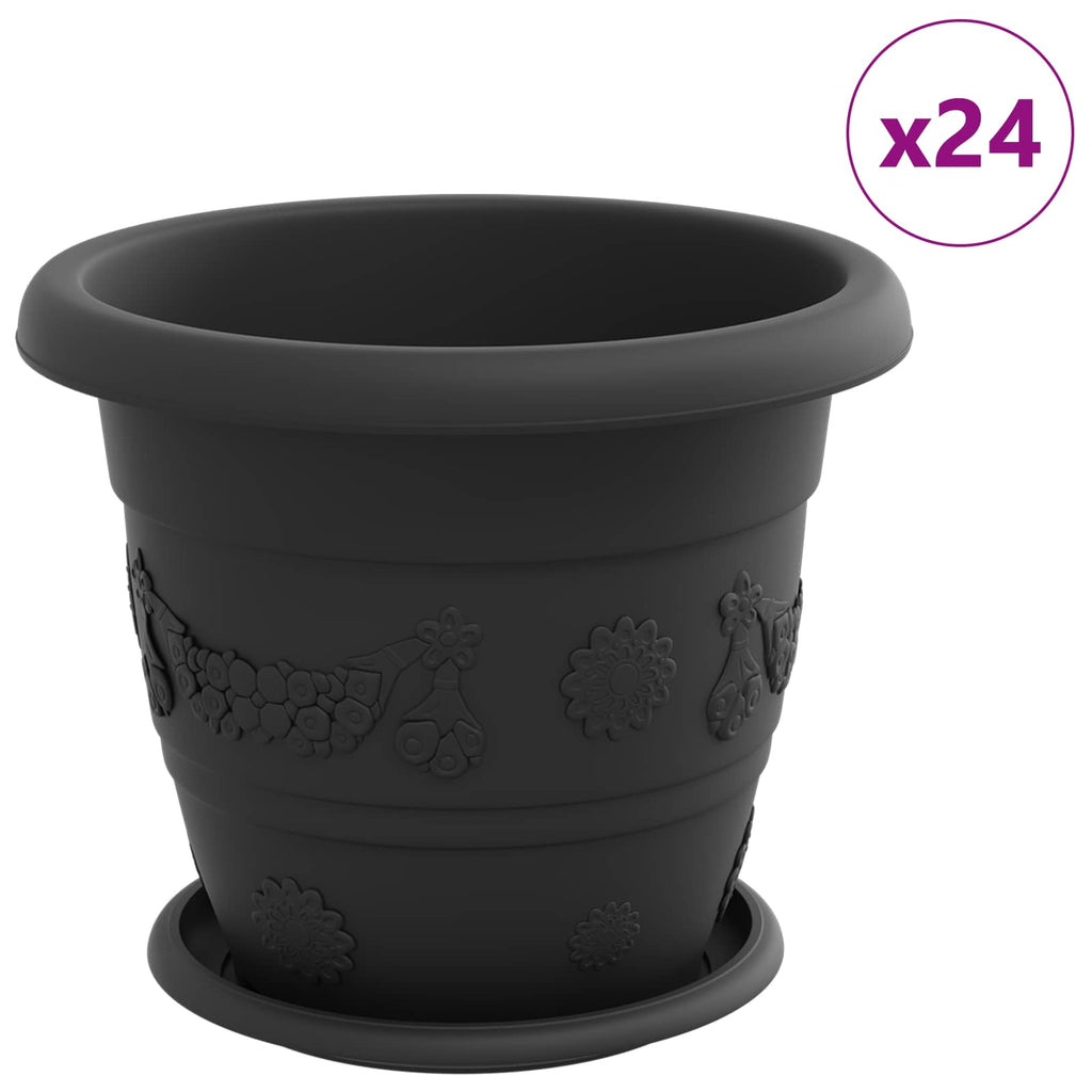 Vasi per Piante 24 pcs Nero Ø 26 x 21.5 cm Plastica