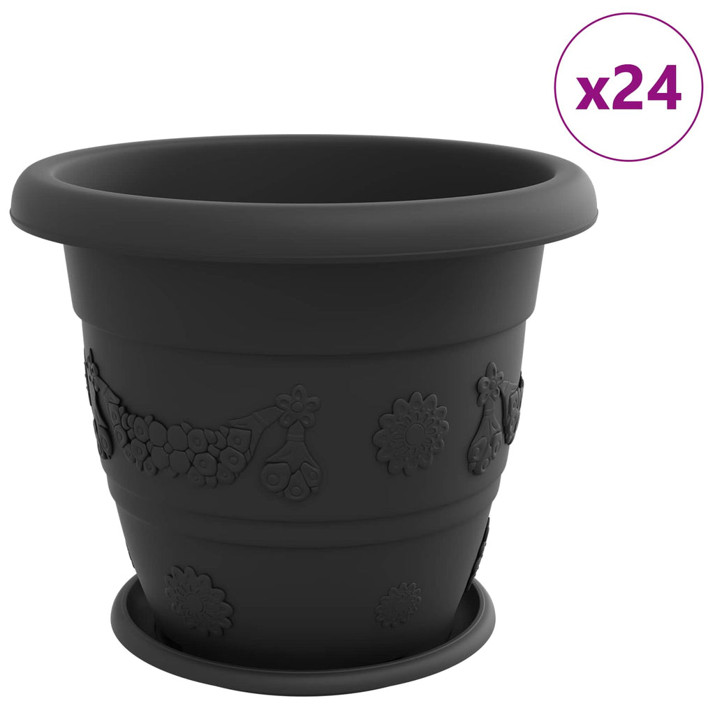 Vasi per Piante 24 pcs Nero Ø 39 x 32 cm Plastica