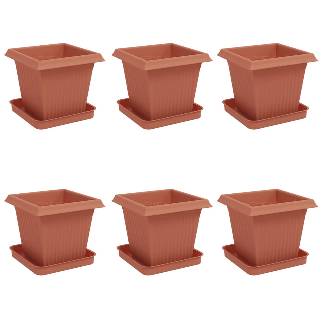 Vasi per Piante 6 pcs Rosso Mattone 16 x 16 x 14 cm Plastica
