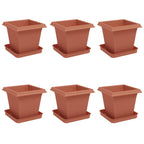 Vasi per Piante 6 pcs Rosso Mattone 16 x 16 x 14 cm Plastica