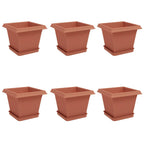 Vasi per Piante 6 pcs Rosso Mattone 20 x 20 x 16 cm Plastica