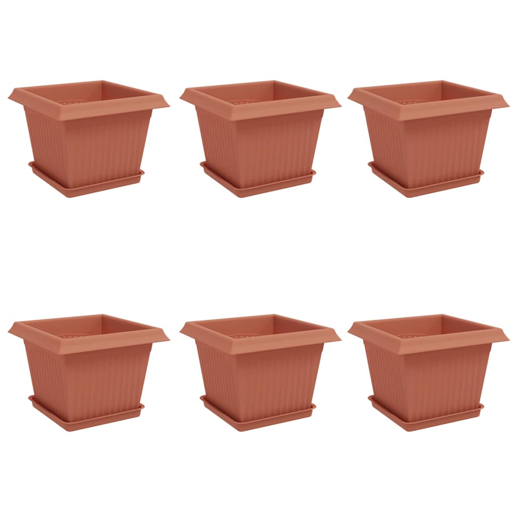 Vasi per Piante 6 pcs Rosso Mattone 23 x 23 x 17,5 cm Plastica