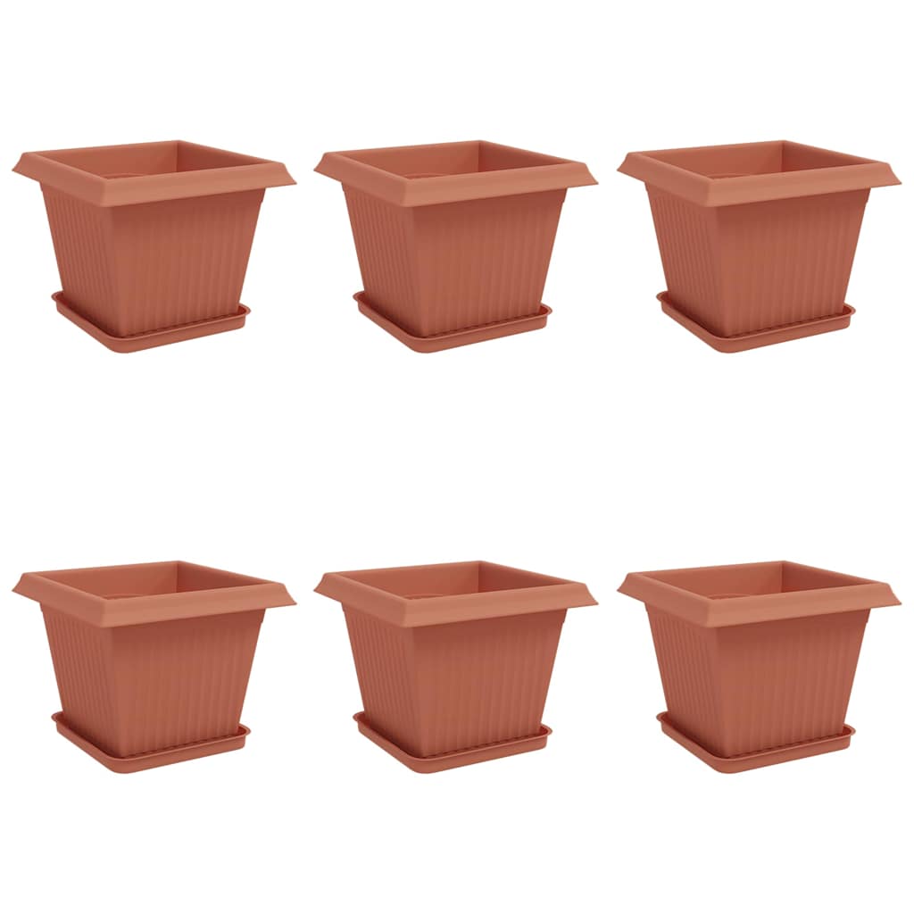 Vasi per Piante 6 pcs Rosso Mattone 33 x 33 x 26 cm Plastica
