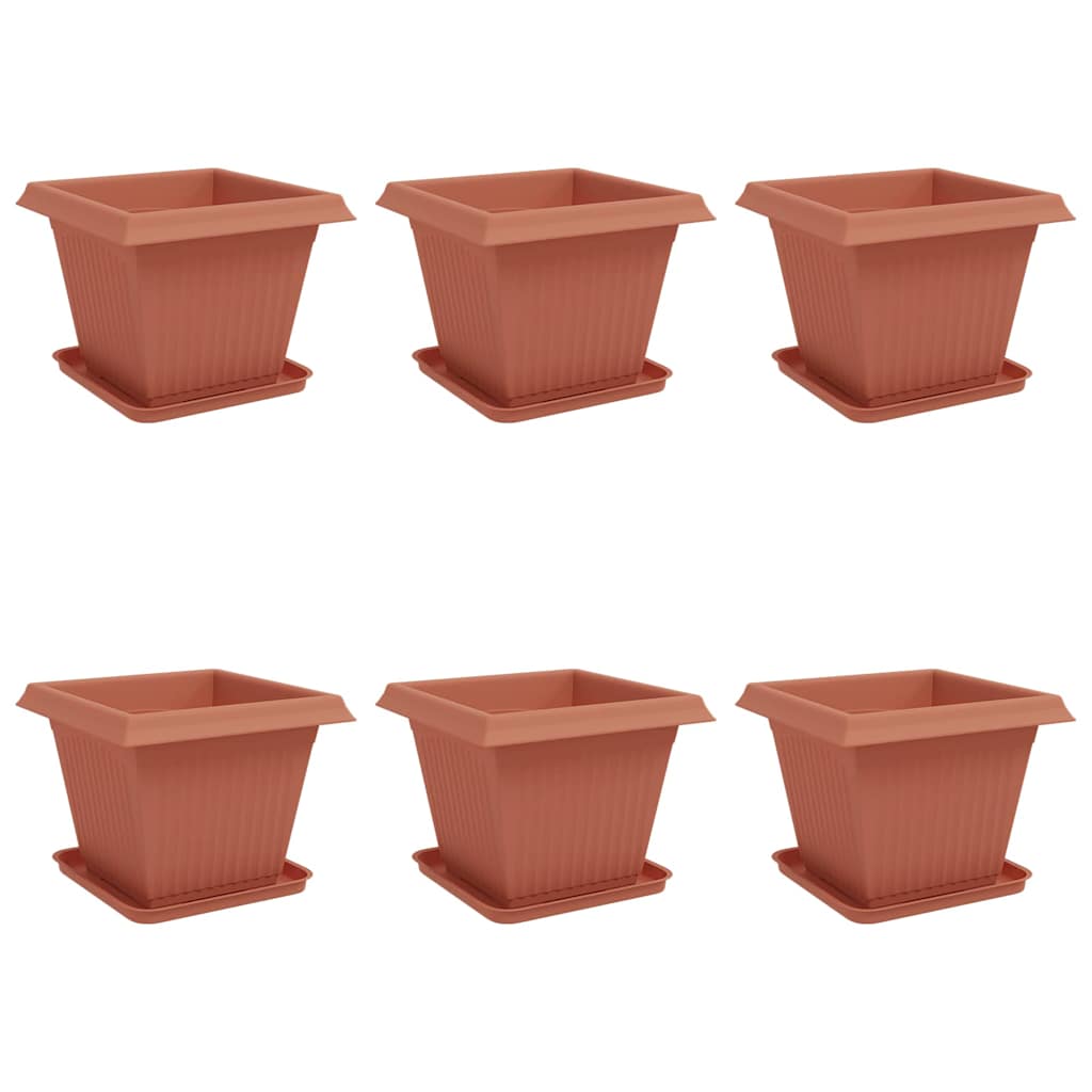 Vasi per Piante 6 pcs Rosso Mattone 38 x 38 x 30 cm Plastica