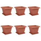 Vasi per Piante 6 pcs Rosso Mattone 38 x 38 x 30 cm Plastica