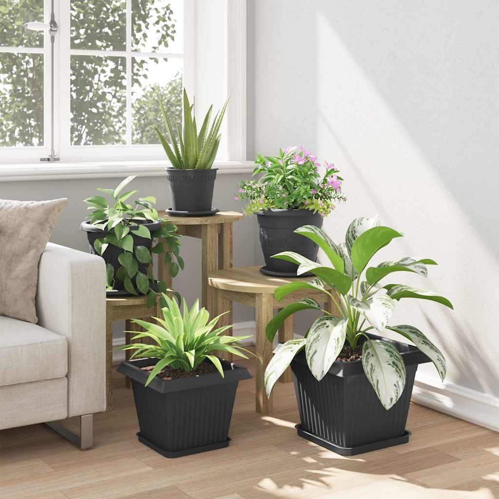 Vasi per Piante 6 pcs Nero 28,5 x 28,5 x 22 cm Plastica