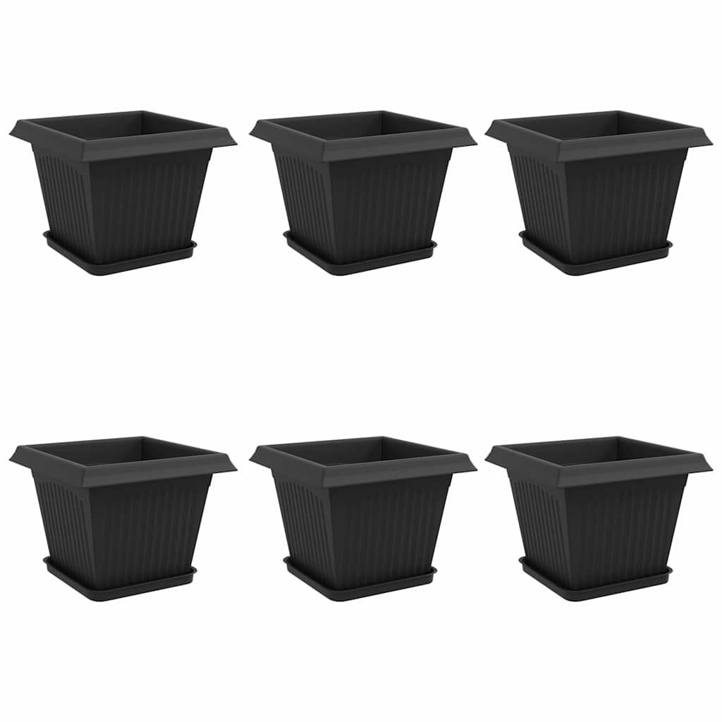 Vasi per Piante 6 pcs Nero 28,5 x 28,5 x 22 cm Plastica