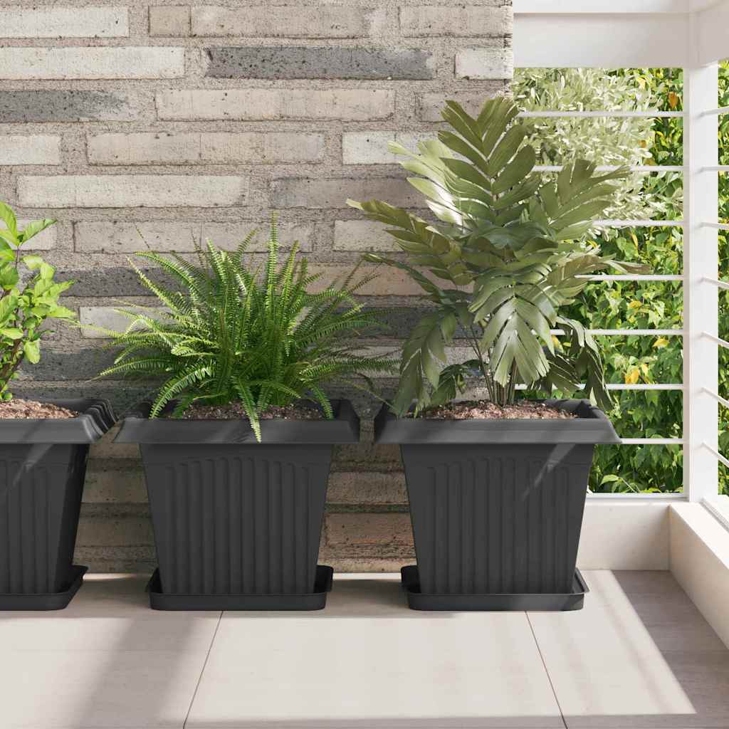 Vasi per Piante 6 pcs Nero 33 x 33 x 26 cm Plastica