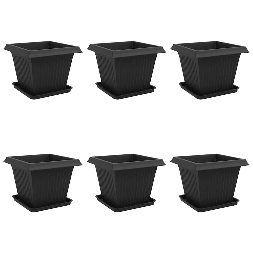 Vasi per Piante 6 pcs Nero 43 x 43 x 33,5 cm Plastica