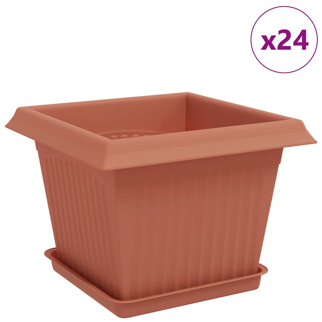 Vasi per Piante 24 pcs Rosso Mattone 23 x 23 x 17,5 cm Plastica
