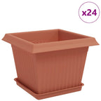 Vasi per Piante 24 pcs Rosso Mattone 23 x 23 x 17,5 cm Plastica