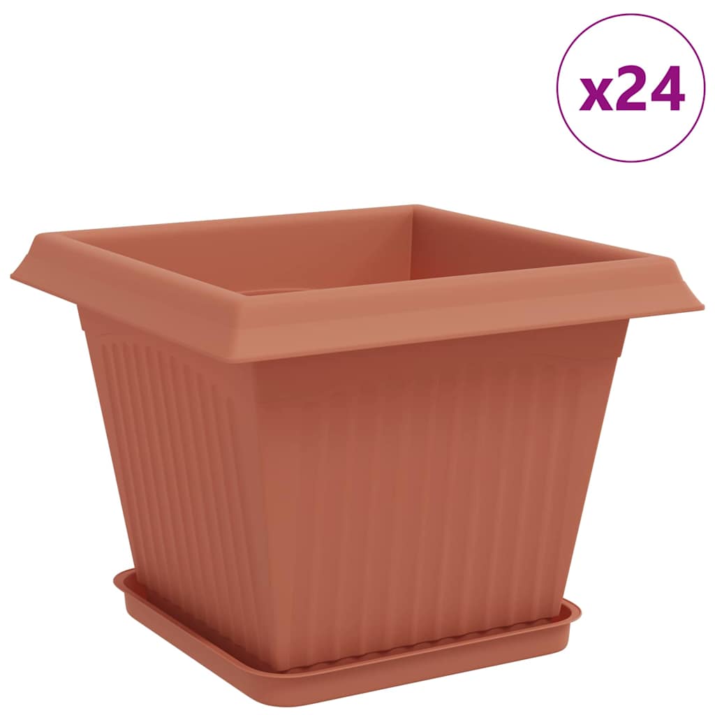 Vasi per Piante 24 pcs Rosso Mattone 28,5 x 28,5 x 22 cm