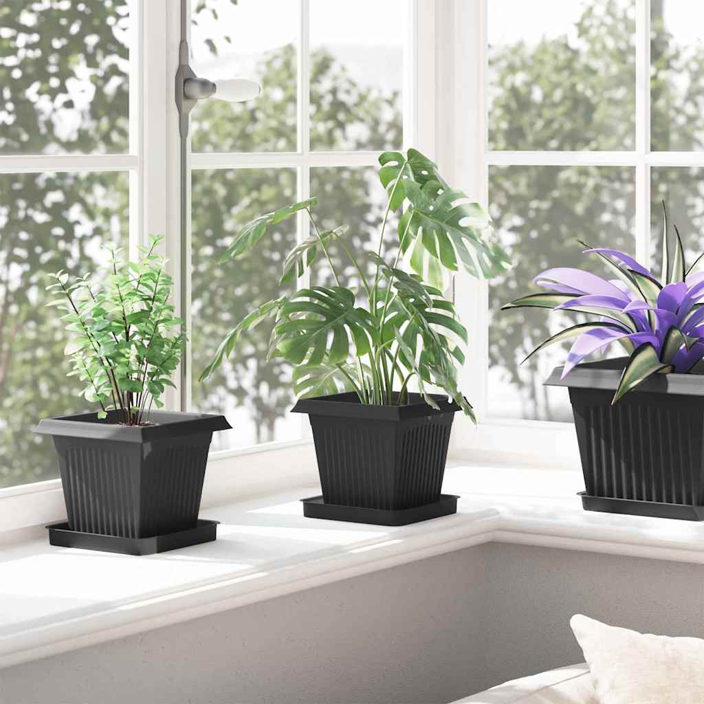 Vasi per Piante 24 pcs Nero 16 x 16 x 14 cm Plastica