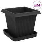 Vasi per Piante 24 pcs Nero 16 x 16 x 14 cm Plastica