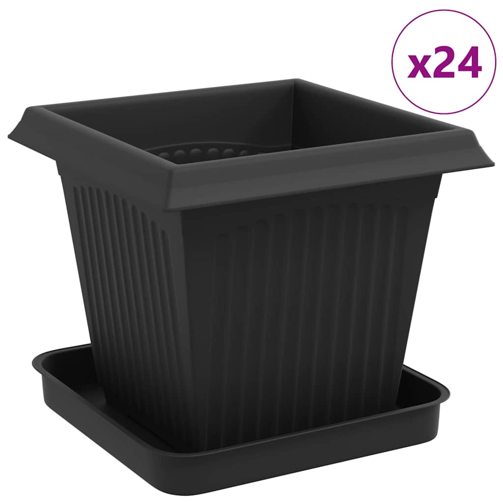 Vasi per Piante 24 pcs Nero 16 x 16 x 14 cm Plastica