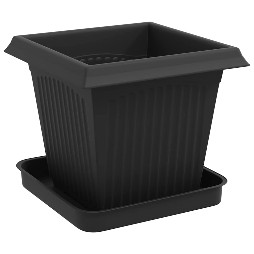 Vasi per Piante 24 pcs Nero 16 x 16 x 14 cm Plastica