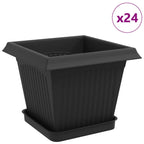 Vasi per Piante 24 pcs Nero 20 x 20 x 16 cm Plastica