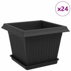 Vasi per Piante 24 pcs Nero 23 x 23 x 17,5 cm Plastica