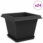 Vasi per Piante 24 pcs Nero 28,5 x 28,5 x 22 cm Plastica