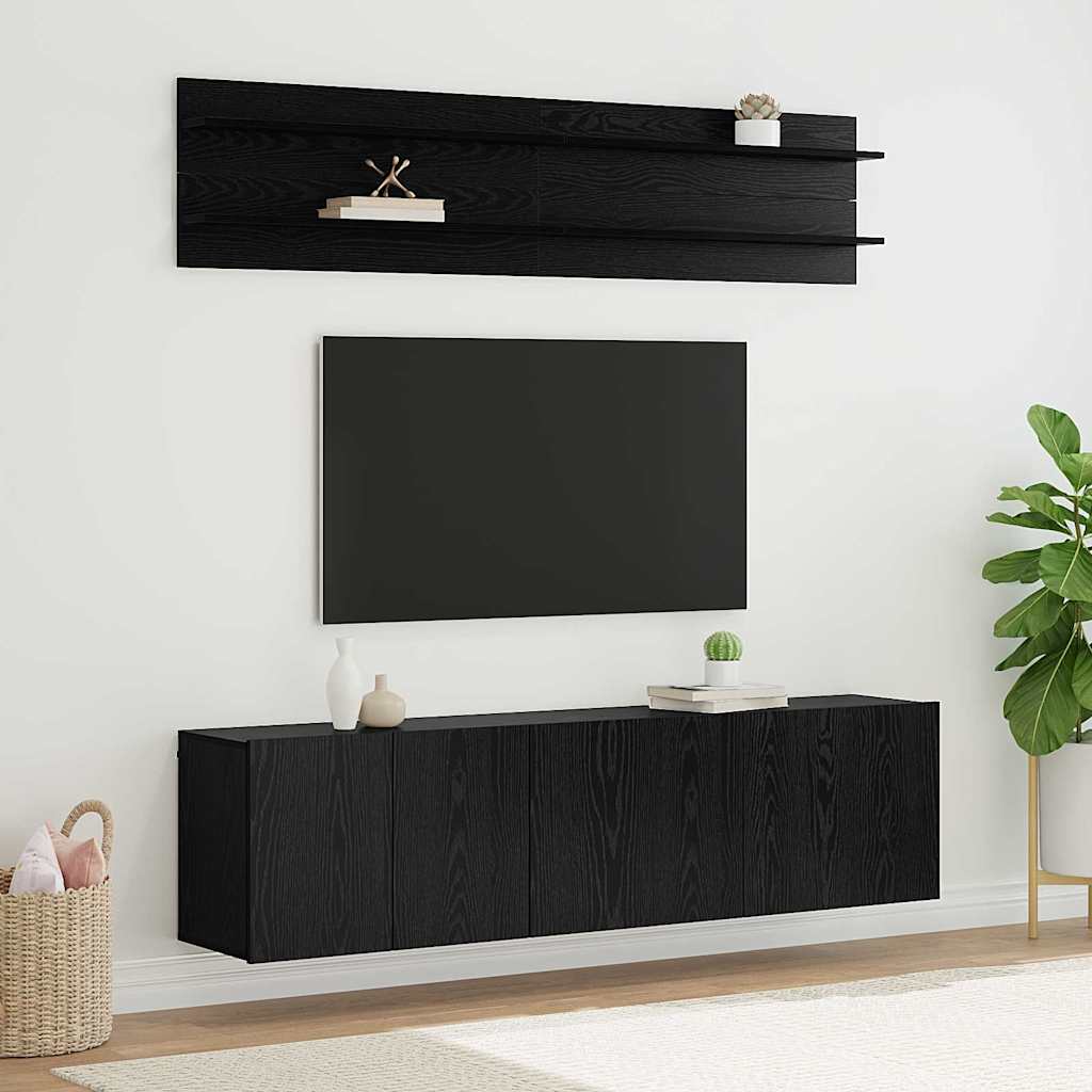 Unità TV Montaggio a parete 6 pcs Rovere nero Legno multistrato
