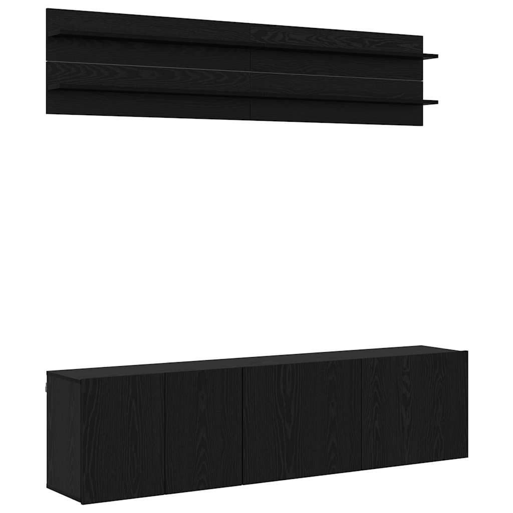 Unità TV Montaggio a parete 6 pcs Rovere nero Legno multistrato