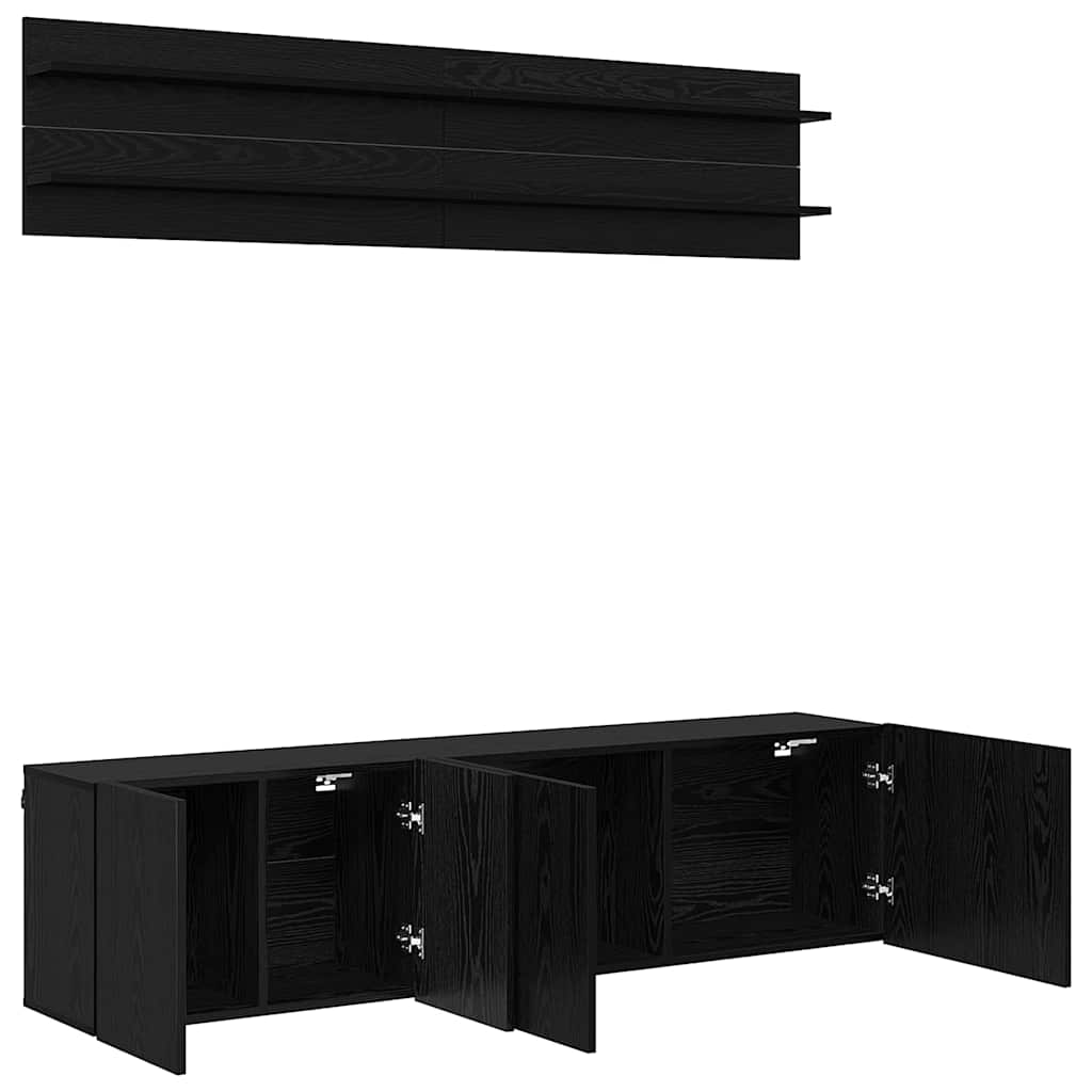 Unità TV Montaggio a parete 6 pcs Rovere nero Legno multistrato