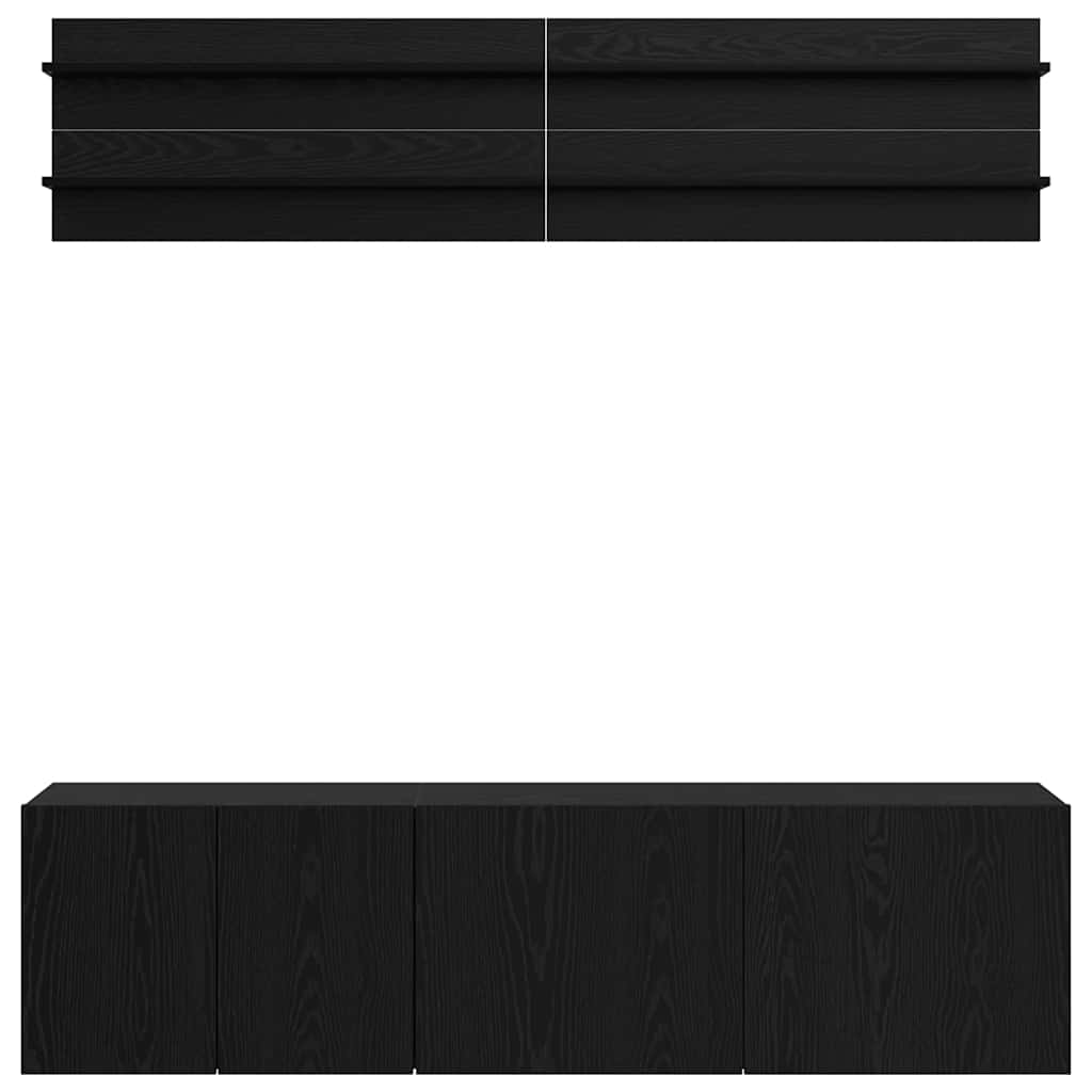 Unità TV Montaggio a parete 6 pcs Rovere nero Legno multistrato