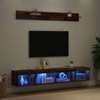 Set di Mobiletto da TV a Parete con led 5 pcs Legno vecchio