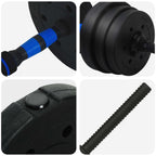 Set di Manubri 2-in-1 30kg Nero e Blu Cemento e sabbia di ferro