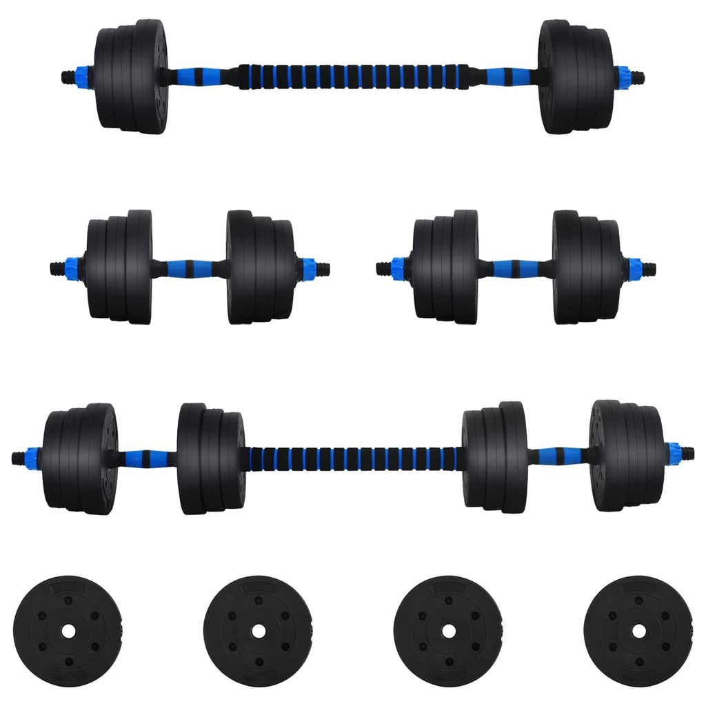 Set di Manubri 2-in-1 30kg Nero e Blu Cemento e sabbia di ferro