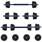 Set di Manubri 2-in-1 30kg Nero e Blu Cemento e sabbia di ferro