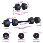 Set di Manubri 2-in-1 30kg Nero e Blu Cemento e sabbia di ferro