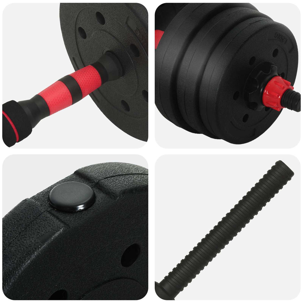 Set di Manubri 4-in-1 30kg Nero e Rosso