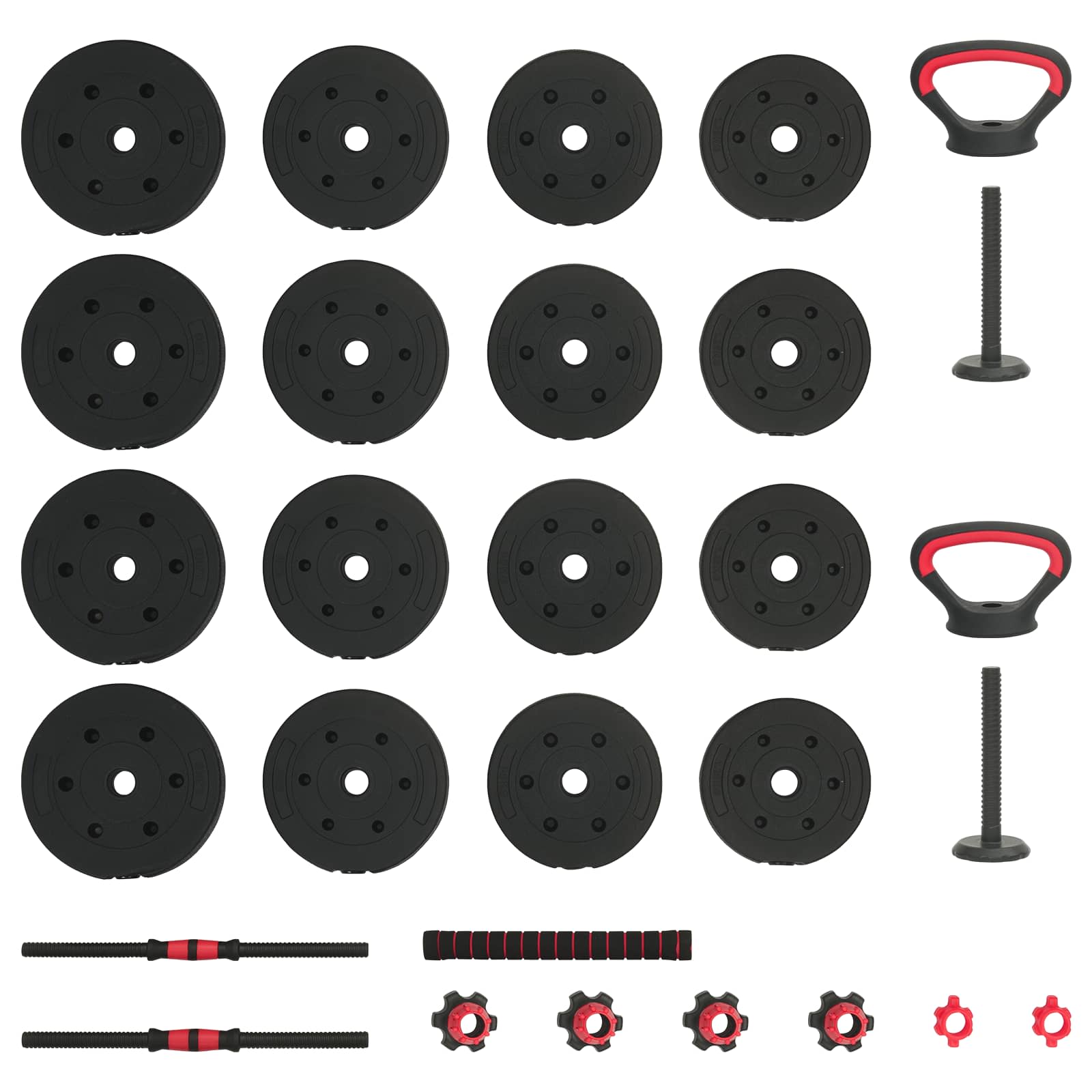 Set di Manubri 4-in-1 30kg Nero e Rosso