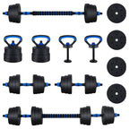 Set di Manubri 4-in-1 30kg Nero e Blu Cemento e sabbia di ferro