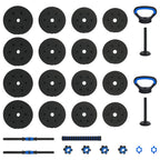 Set di Manubri 4-in-1 30kg Nero e Blu Cemento e sabbia di ferro