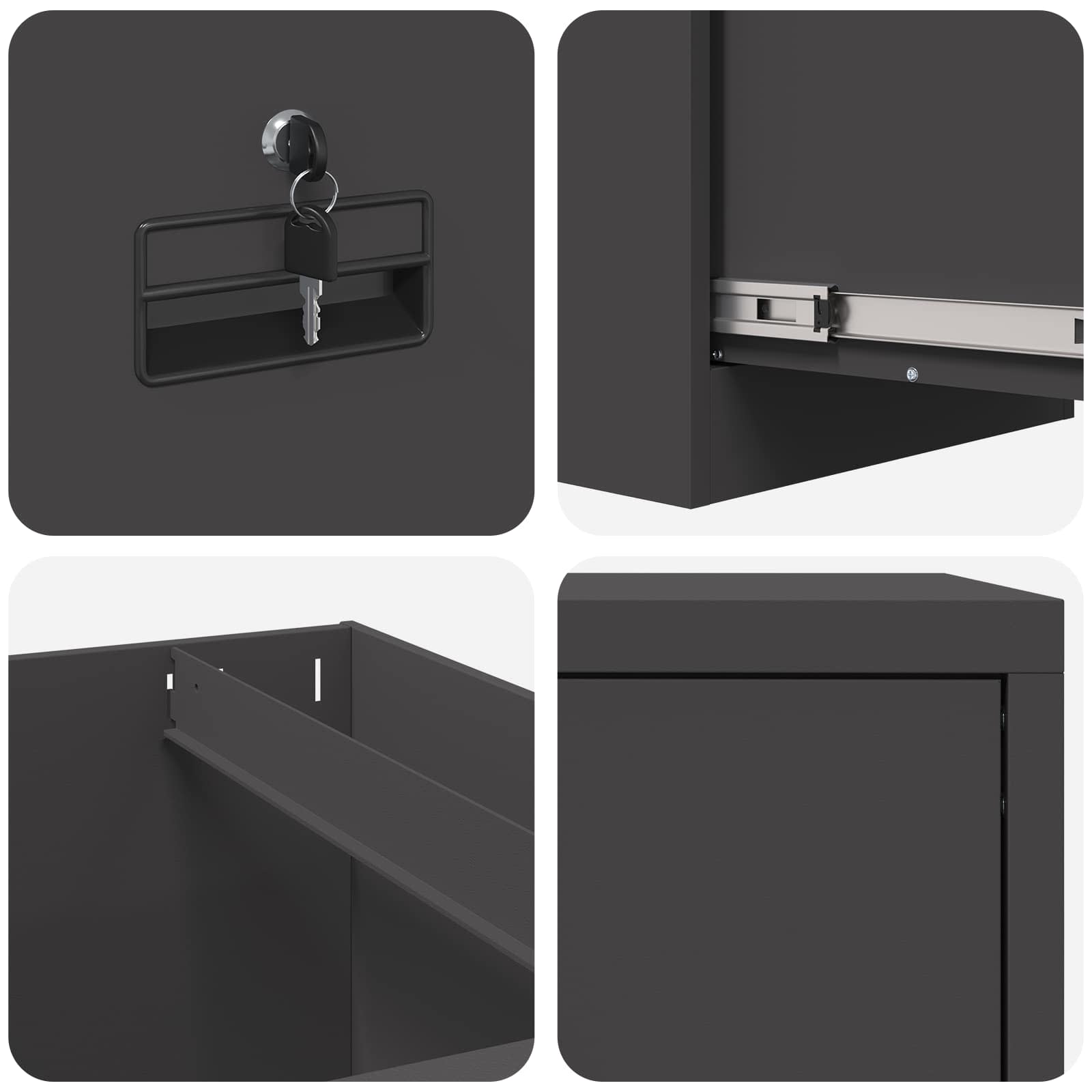 Armadio per File con cassetto Geometrico Nero 44 x 50 x 74,5 cm