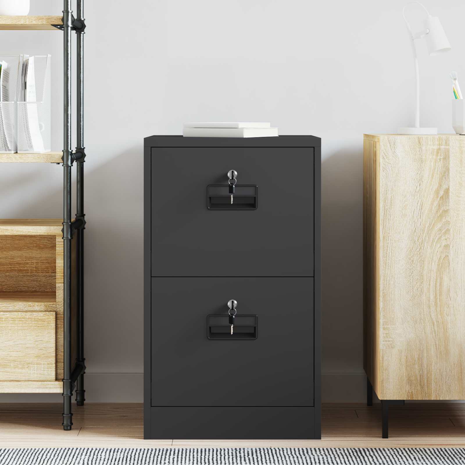 Armadio per File con cassetto Geometrico Nero 44 x 50 x 74,5 cm