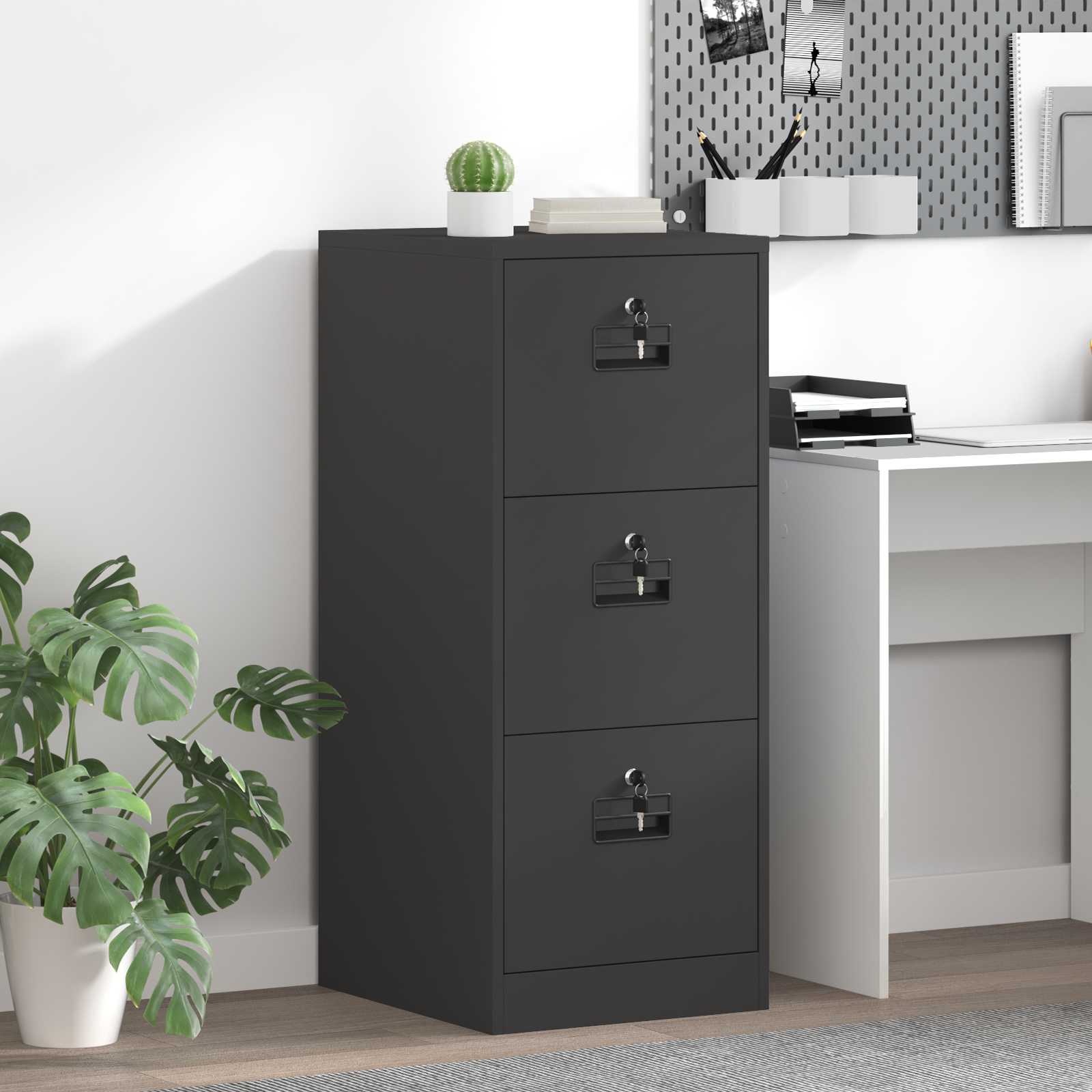 Armadio per File con cassetto Nero 44 x 50 x 106.5 cm