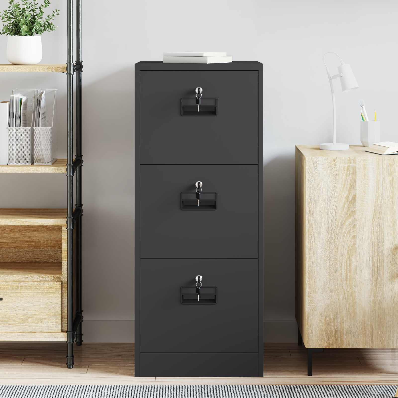 Armadio per File con cassetto Nero 44 x 50 x 106.5 cm