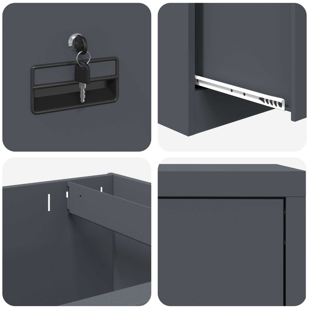Armadio per File con cassetto Antracite 45,5 x 42 x 74,5 cm