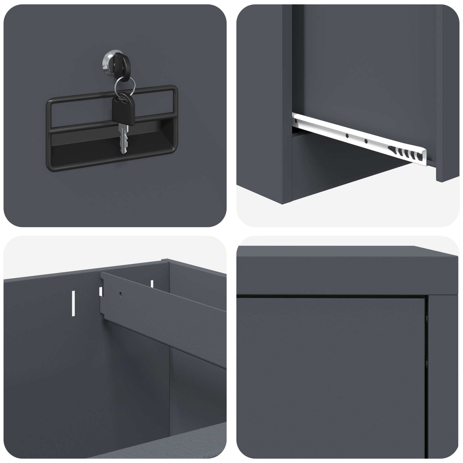 Armadio per File con cassetto Antracite 45,5 x 42 x 74,5 cm
