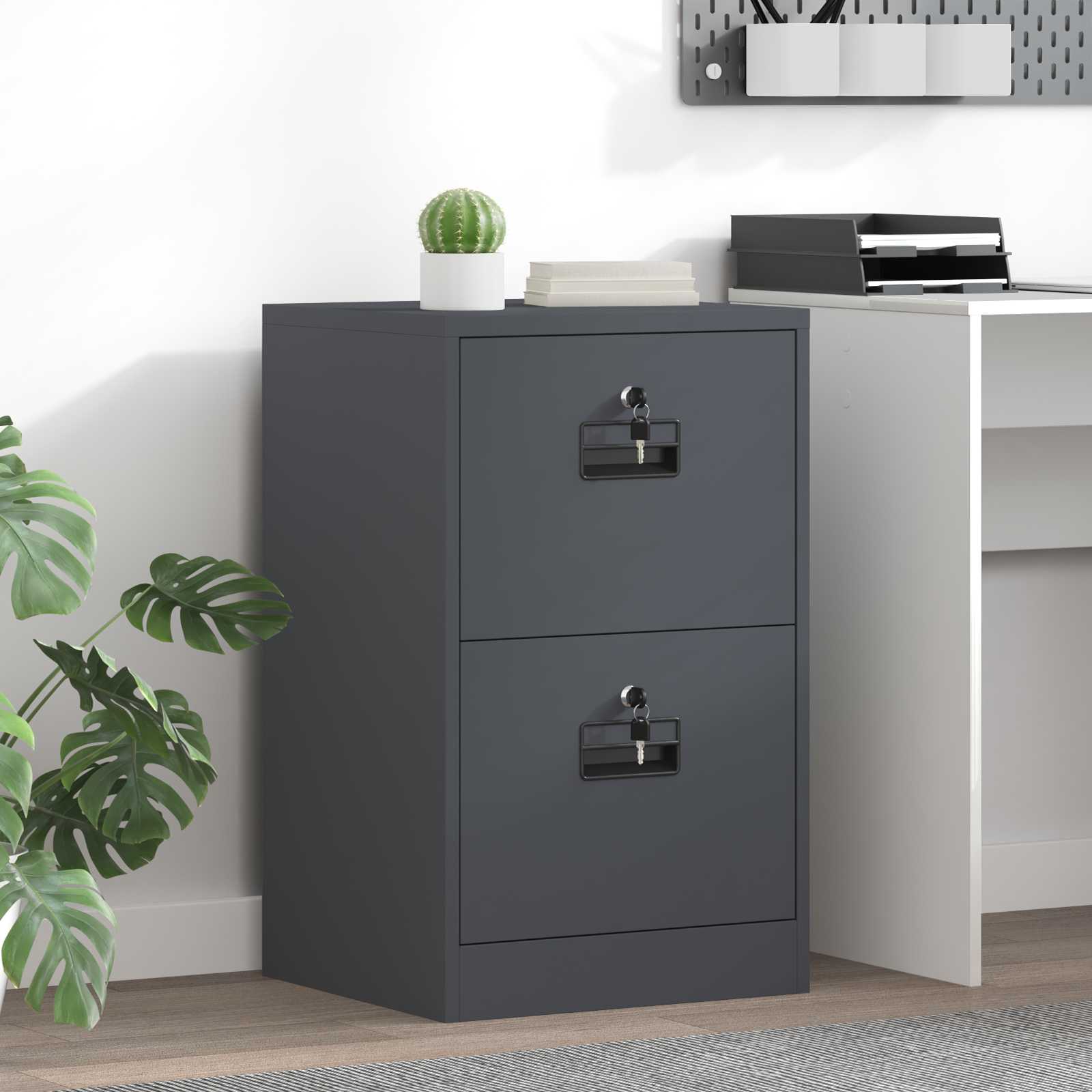 Armadio per File con cassetto Antracite 45,5 x 42 x 74,5 cm