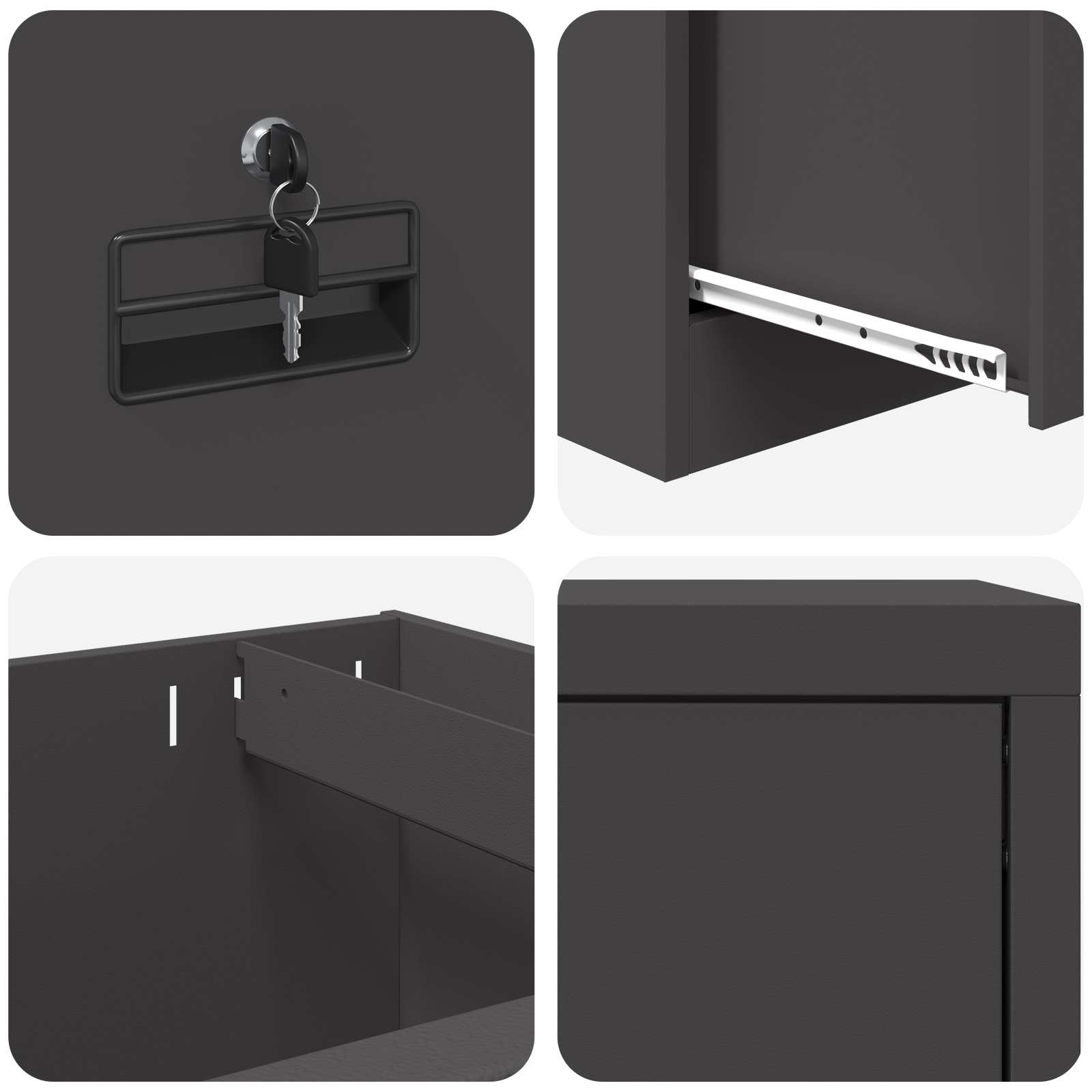 Armadio per File con cassetto Nero 45,5 x 42 x 106,5 cm